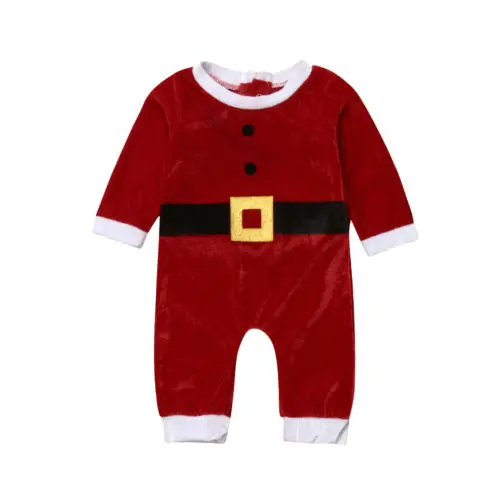 Cute Xmas Newborn Infant Baby Girl Boy Long Sleeve Cotton Red Romper Jumpsuit Christmas Belt Outfits Clothes Autumn | Детская одежда и
