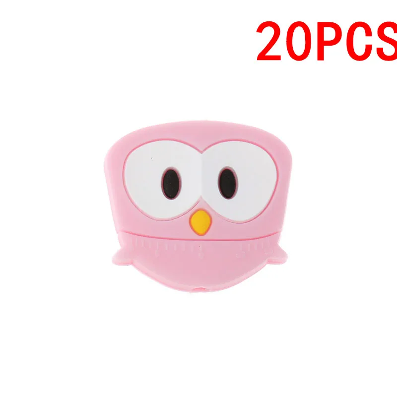 owl pink 20 шт. милый Единорог силиконовые животных Прорезыватель для зубов в форме шариков, не содержащих бисфенола-а при прорезывании зубов Цепочки и ожерелья DIY новорожденных жевательные соски с цепочкой; подарок на нулевой день рождения - Цвет: owl pink