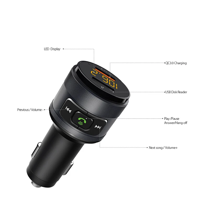 VicTsing FM Bluetooth передатчик автомобильный QC3.0 3.4A беспроводной передатчик приемник MP3 музыкальный плеер Автомобильный комплект радио адаптер Hands-Free