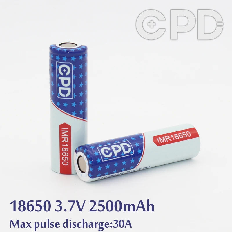 2 ШТ. Горячий продавать новые CPD 2500 мАч 18650 литий-ионный аккумулятор 3.7 В 30A разряда