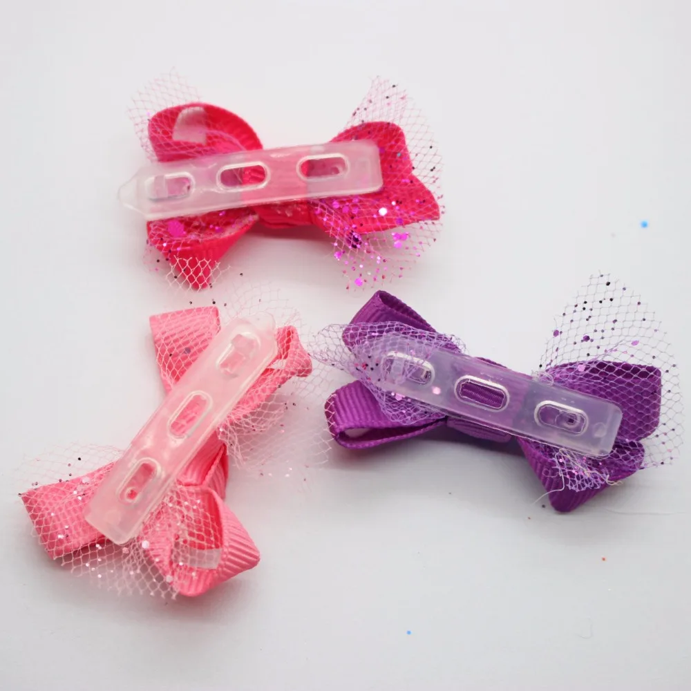 Fashionable 6 pcs/set dark/light multi color plastic hair clips assorted bow knot net barrettes accessories for girls | Детская одежда