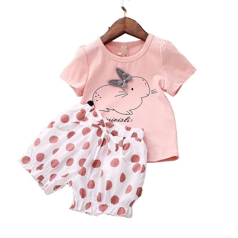 Повседневный комплект одежды для девочек футболка с коротким рукавом и шорты в