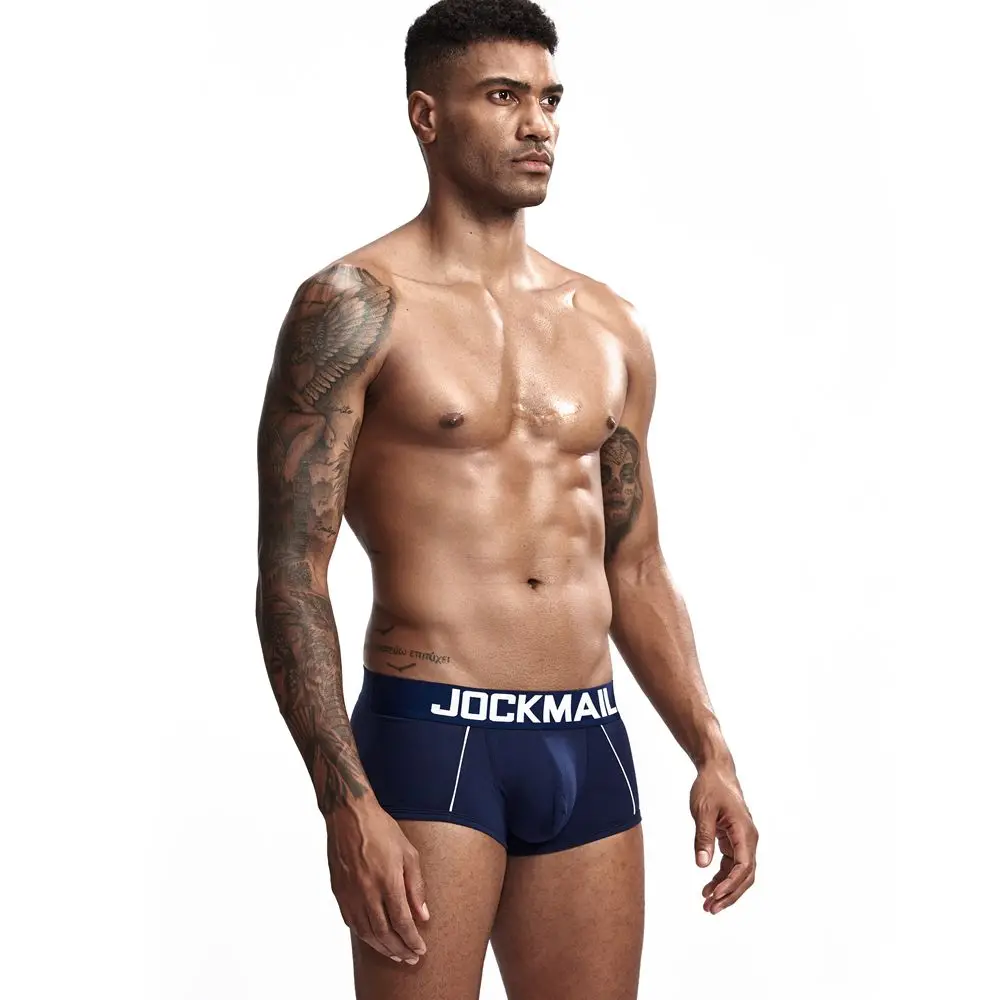 Бренд jockmail Горячая Мужское нижнее белье; трусы-боксеры; Соблазнительные однотонные хлопковые Для мужчин дышащие трусы-боксеры трусы