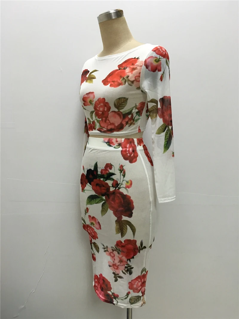 Женский комплект из двух предметов с цветочным принтом Adogirl облегающее платье