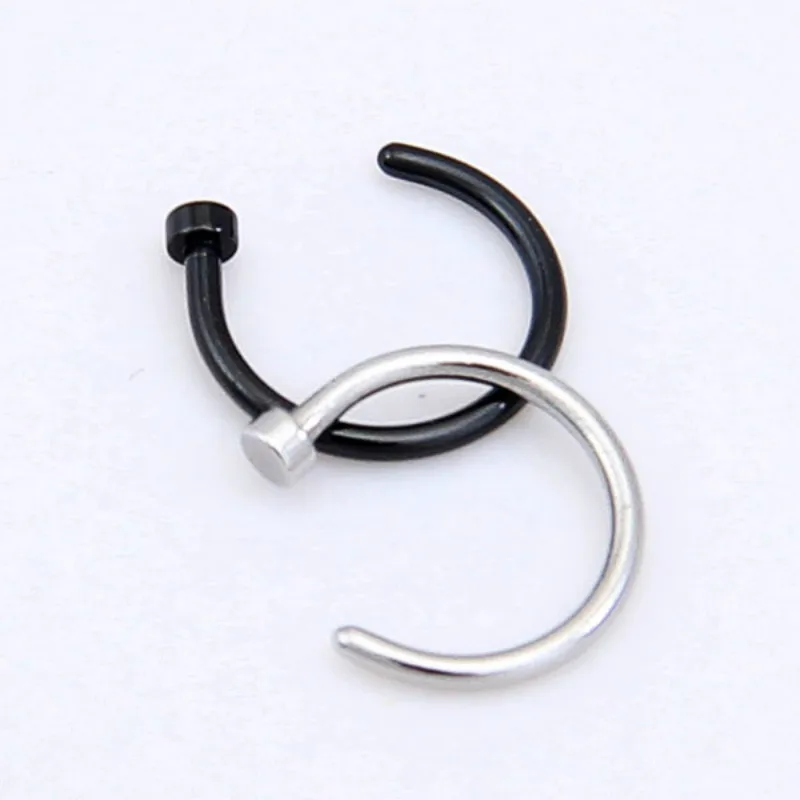 2 шт./лот унисекс панк из нержавеющей стали Нос открытый обруч Шпильки Кольца