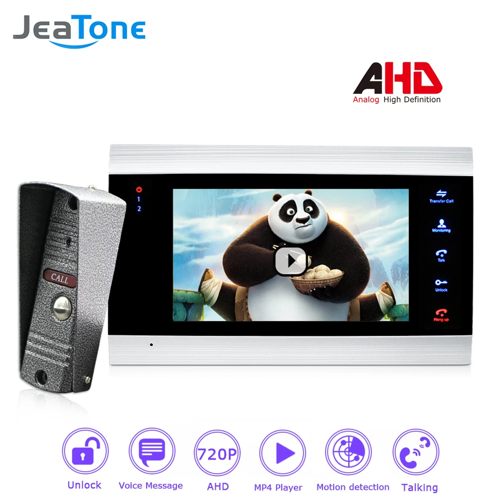 

4 проводной 720P/AHD 7 ''видеодомофон дверной звонок Дверной динамик система безопасности голосовое сообщение/Обнаружение движения/mp4-плеер
