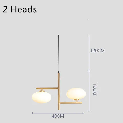 2 Heads Современные стеклянные люстры для гостиной, столовой, креативный дизайн, круглый светильник для спальни, ресторана - Цвет абажура: 2 Heads