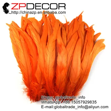 ZPDECOR 100 шт./пакет 25-30 см(10-12ich) подходит для ручной и сортировки Wholease красивое обесцвечивание смешанные Цвет Петушиный Хвост перья для свадьбы - Цвет: orange