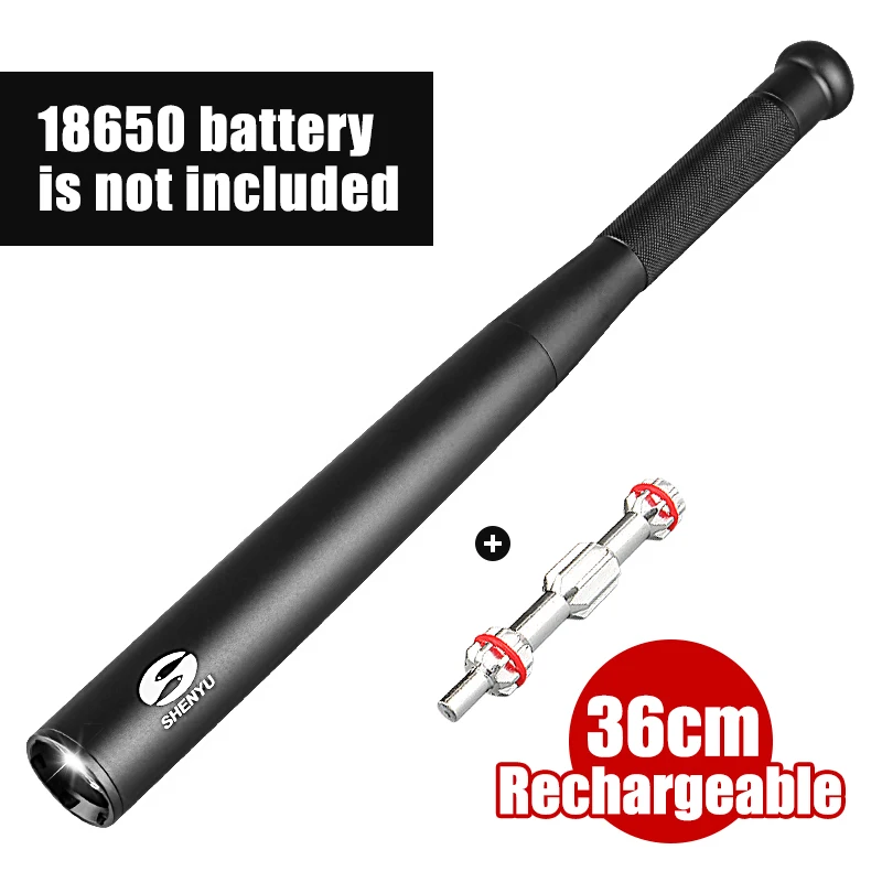 36cm Rechargeable 3 режима регулируемая вспышка светильник CREE T6 2000 люмен фонарь светильник Длинные фонарь 18650/AAA для самообороны телескопическая стали Батон - Испускаемый цвет: 36cm Rechargeable