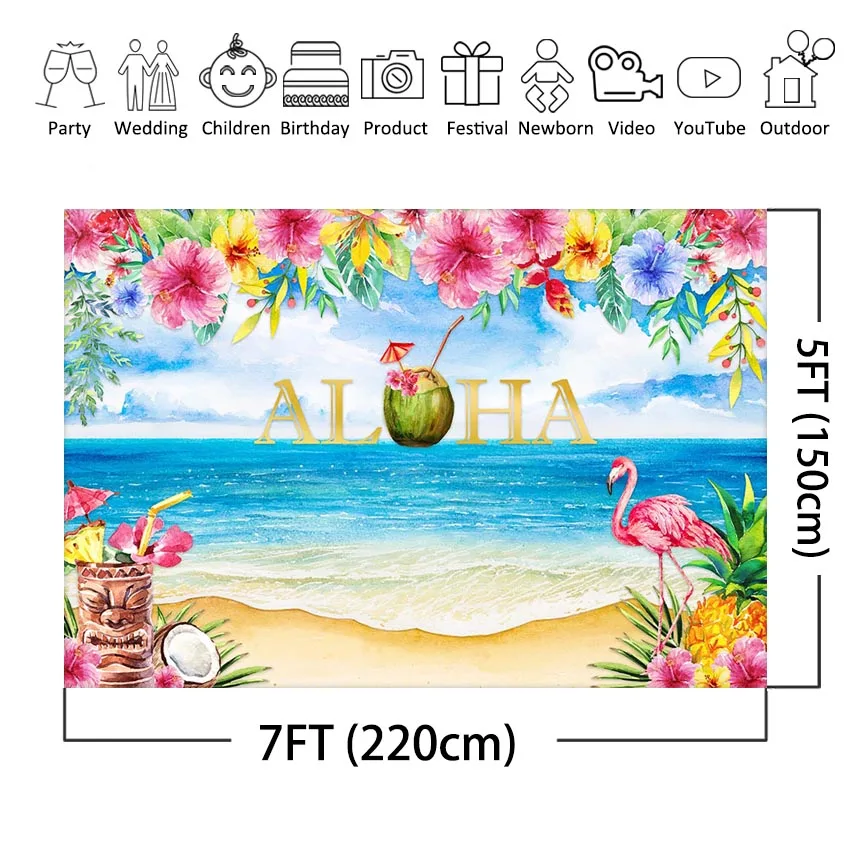 Aloha бамбуковые вечерние фон Гавайи тропический Фламинго для фотосъемки пляж Луау