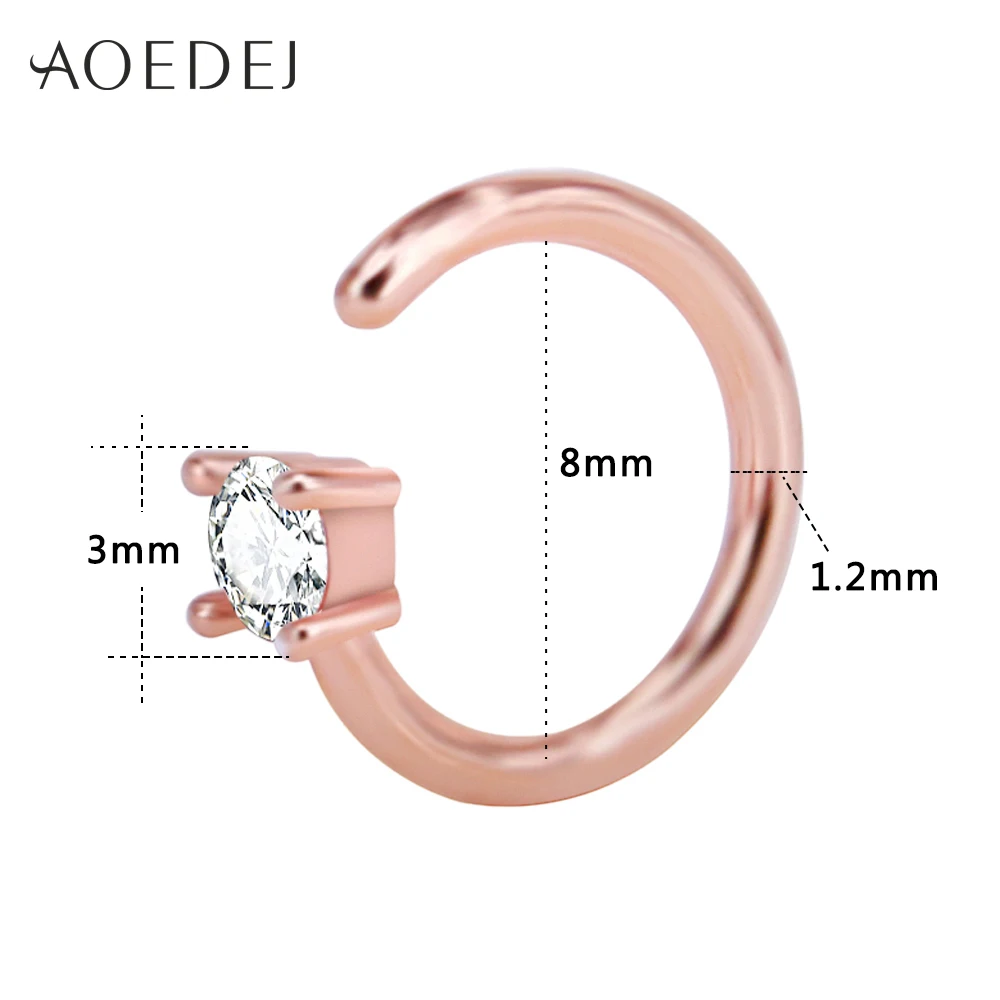 AOEDEJ Кристальное кольцо в нос Ювелирное кольцо для пирсинга нос 16 г Ушной Хрящ Пирсинг кольцо из розового золота цвет ювелирные изделия