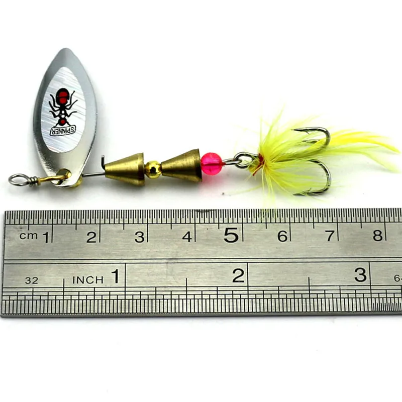 KKWEZVA 5PCS 5.5G 7CM feather Strong noise Insect pattern Fishing bait Tackle Spoon Lures Metal Lure | Спорт и развлечения