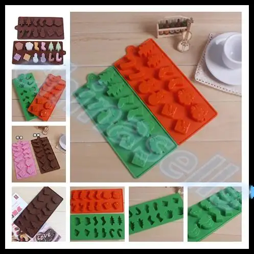 

50pcs Food-grade Silicone Snowman Christmas Decoration Ice Cube Ice Box Chocolate Molds Jelly cup Mold Candy Cake Mould Bakeware
