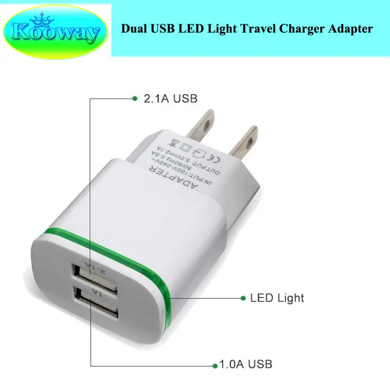 Двойной USB США/ЕС вилка настенное зарядное устройство адаптер и 1 м Тип C зарядный