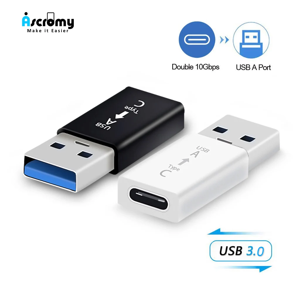 Ascromy USB C Женский к USB 3,0 Мужской адаптер Макс 10 Гбит/с кабель OTG адаптер конвертер для ноутбуков MacBook Xiaomi Mix9 samsung S10