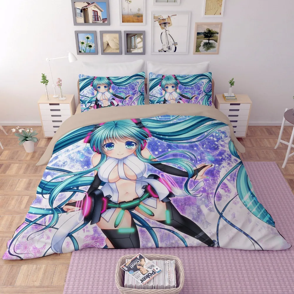 Новый стильный квадратный элемент комплект постельного белья Хацунэ Мику японский аниме.