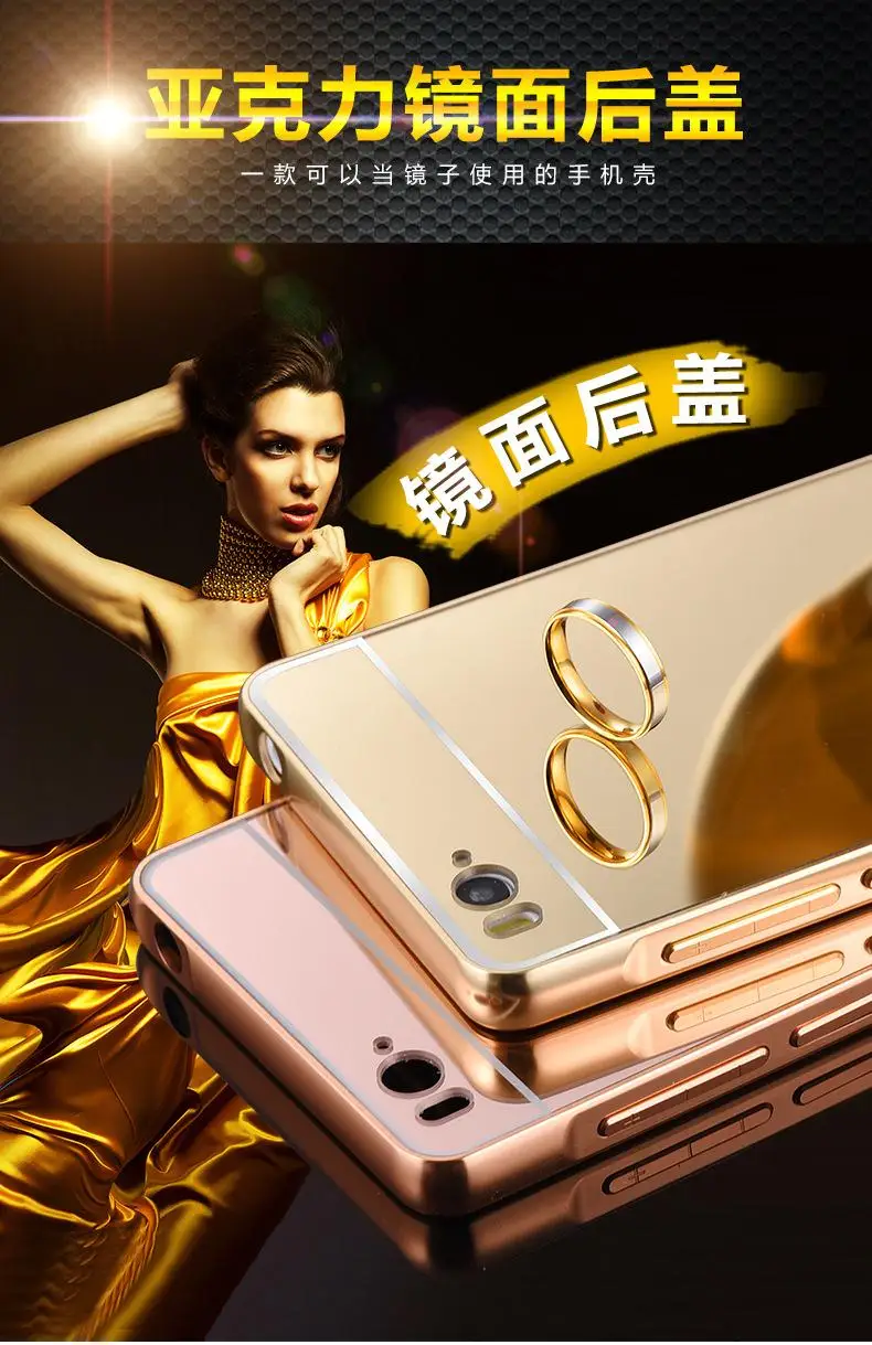 Чехол для Xiaomi Mi4C, роскошная зеркальная задняя крышка из поликарбоната и металлический чехол с алюминиевой рамкой для Xiaomi Mi4i 4C M4i M4C, чехол для сотового телефона