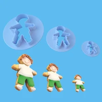 3pcsset boy doll cookie cutter duck baby shape food grade plastic cake cutters bicuit mold cake tools