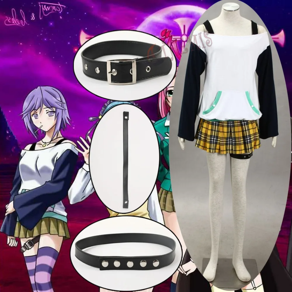 Athemis/Новинка Летняя юбка в шотландскую клетку Rosario and Vampire Белые костюмы Снежной