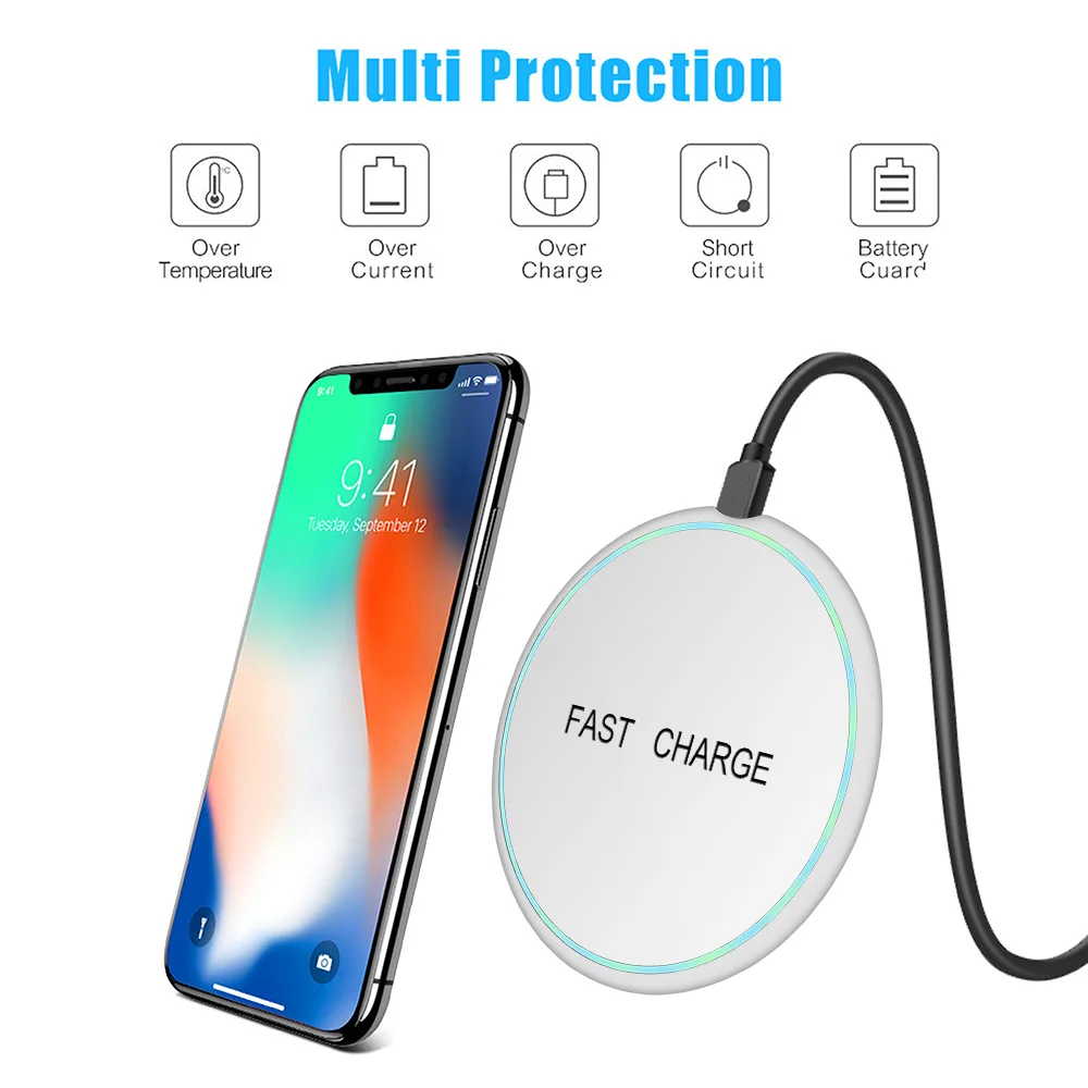 FDGAO Qi Беспроводное зарядное устройство для iPhone X Xs MAX XR 8 Plus 10 Вт Быстрая зарядка для samsung S8 S9 Note 9 8 USB смартфон зарядное устройство Pad
