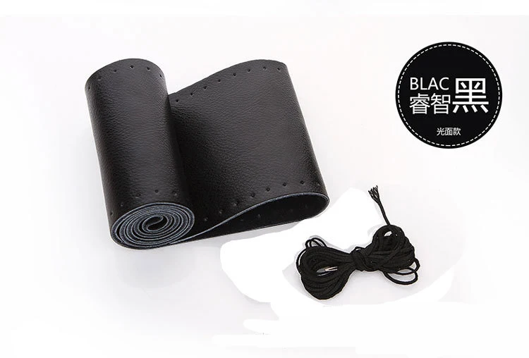 Genuine leather Ручная сшитая крышка рулевого колеса поли уретан ручка гладкая и деликатная Лазерная сверлильная крышка рулевого колеса автомобиля - Название цвета: Genuine leather