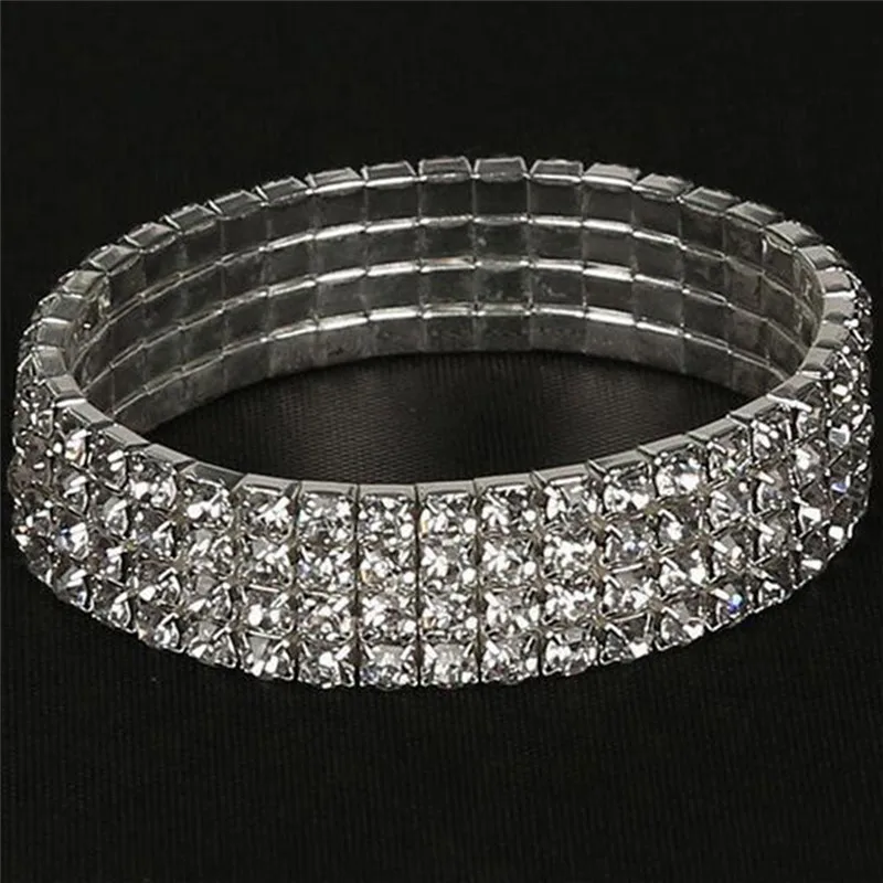 PINKSEE Блестящий Кристалл Стразы эластичный браслет свадебные ювелирные изделия
