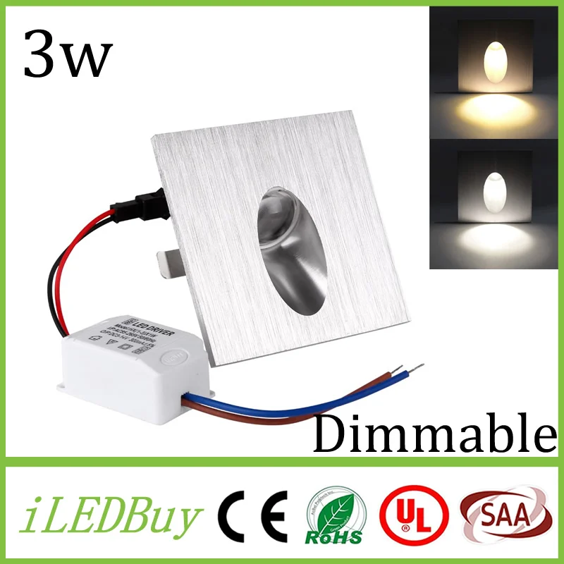 20 шт. квадратный/круглый 3 Вт затемняемый Светодиодный встраиваемый светильник