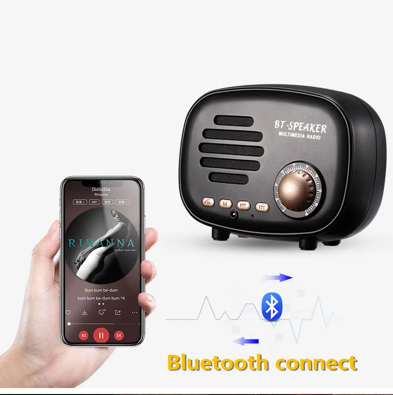 Classic retro Mini Portable Bluetooth Speaker subwoofer Wireless multimedia Radio U disk TF Handsfree for iphone Samsung Xiaomi |