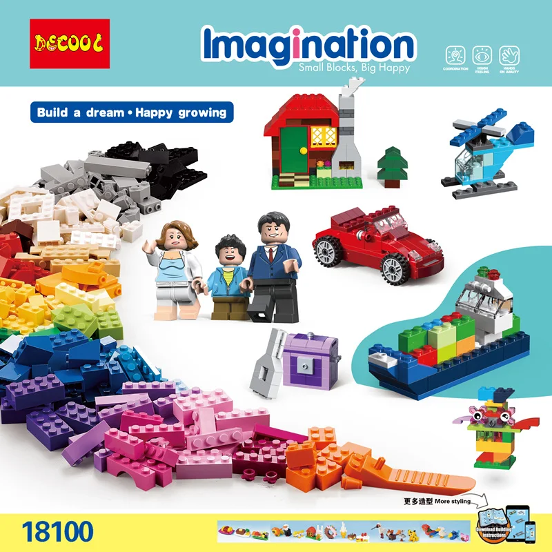 Decool 18100 креативная коробка 592 шт DIY Кирпичи игрушки для детей развивающие