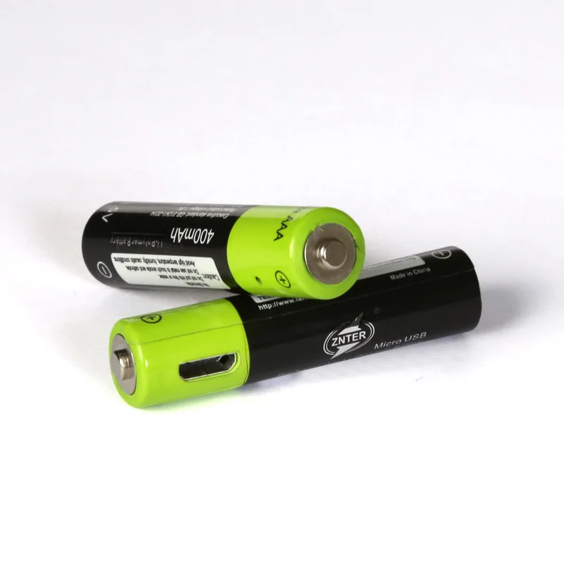 Перезаряжаемая батарея ZNTER 1 5 в AAA USB 400 мАч литий полимерная с usb кабелем комплекте