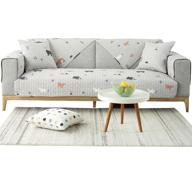 

High Quality Cartoon Animals Sofa Cover Cotton Slip-Resistant Sofa Towel Chair Covers Mats Living/Drawing Room L-Shaped