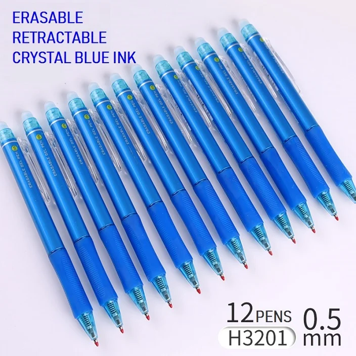 12pcs Crystal Blue M& G Выдвижная стираемая ручка 0,5 мм стираемая гелевая чернильная Заправка для ручек ручка записывает стирает синий теплопередача vanish ручка pilot frixion - Цвет: 12pcs Crystal Blue