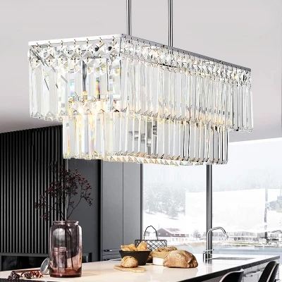 Роскошные K9 прямоугольный Кристальный подвесной светодиодный светящийся