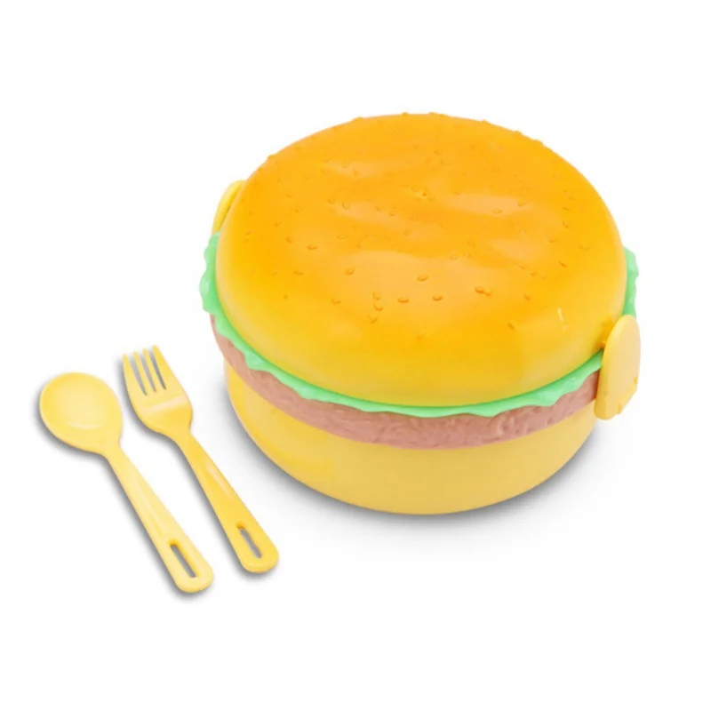 Коробка Burger новый милый гамбургер двухуровневый Ланчбокс Bento набор посуды с