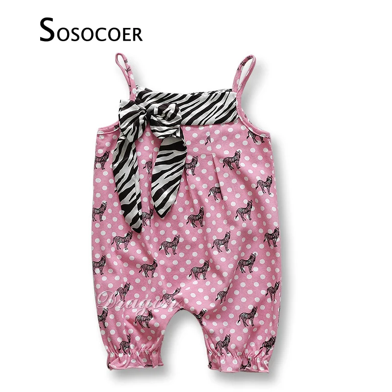 Детский комбинезон SOSOCOER милый розовый с рисунком зебры на подтяжках для девочек