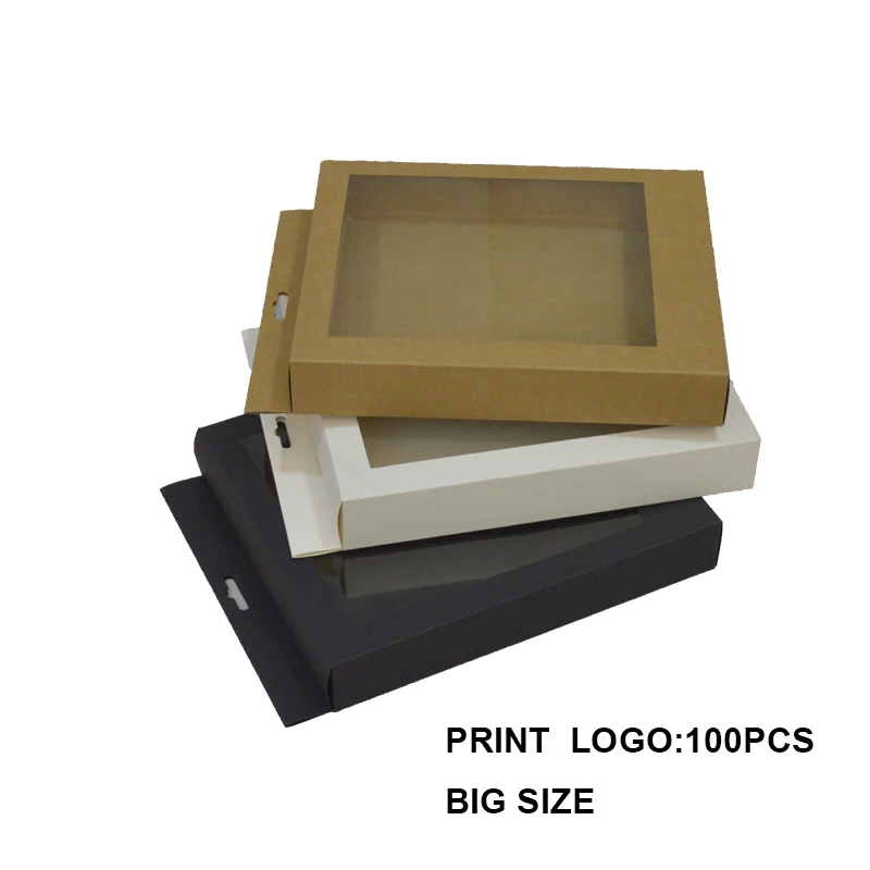

5 Pcs Small Gift Boxes With Display Window Paper Box Chocolate Wigs Pens Candy Packaging White Kraft Cardboard Retail Packing