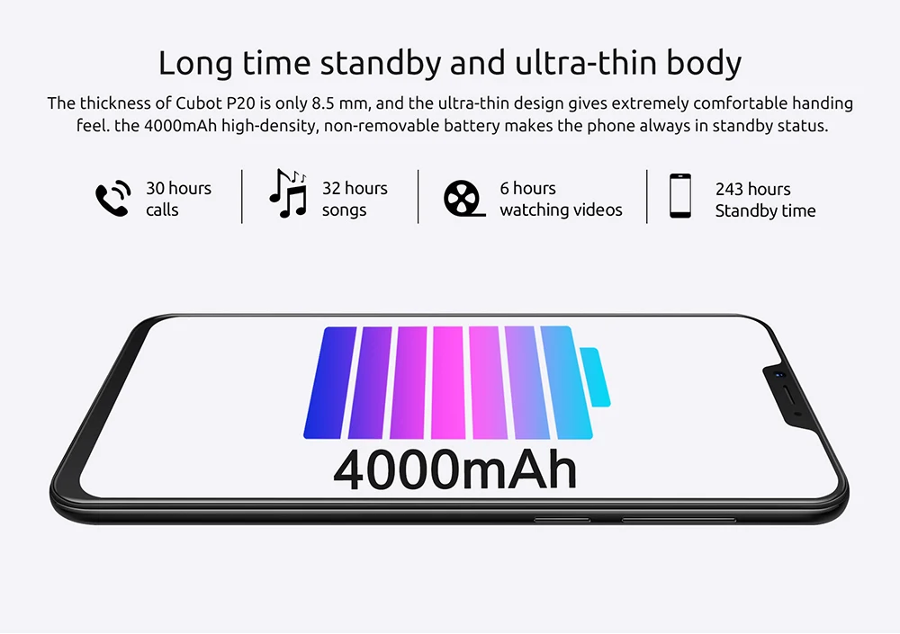 P20 смартфон 19:9 6,1" FHD 4 Гб ОЗУ 64 Гб ПЗУ мобильный телефон Android 8,0 MT6750T Восьмиядерный 20MP 4000 мАч 4G LTE мобильный телефон