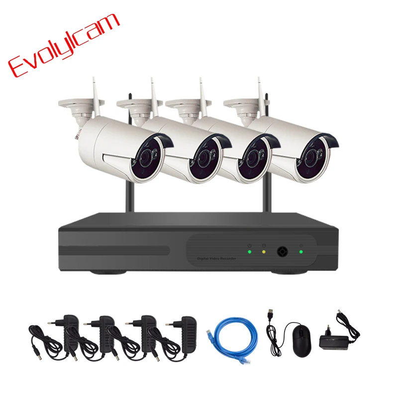 Evolylcam Беспроводной CCTV Системы 2MP 1080 P 4CH Запись NVR Водонепроницаемый IP Wi Fi