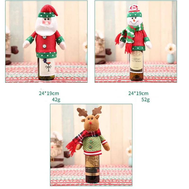 Рождественское Вино Шампанское бутылка Декор платье халат и шапочка комплект