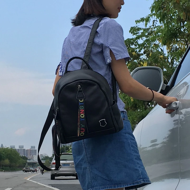 

BAQI Women Backpack 2019 Fashion Genuine Leather Cowhide School Bag Girls Shoulder Bags Women Travel Bag Casual Bagpack Mochila
