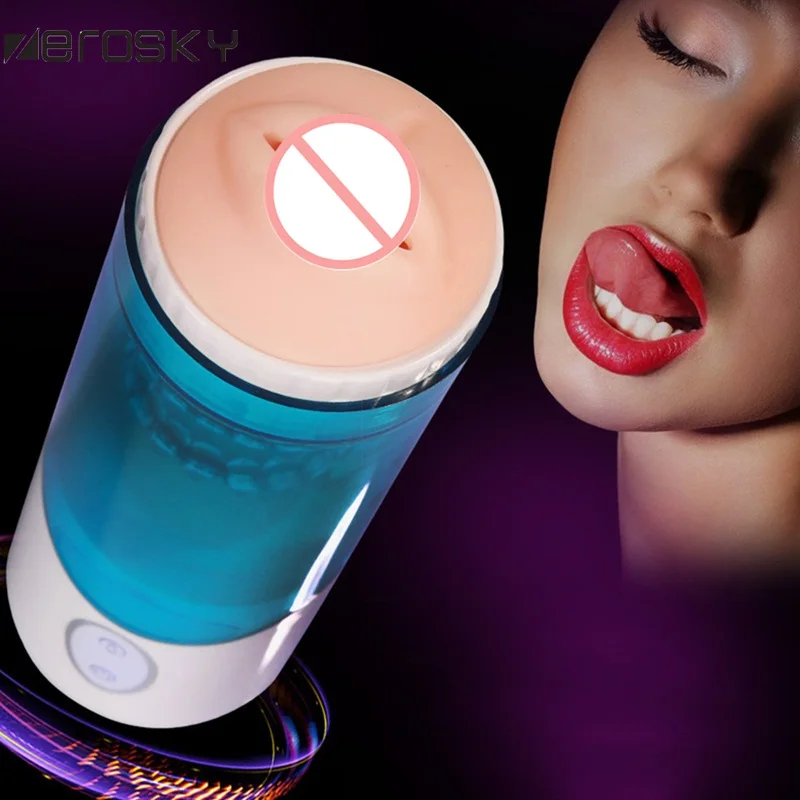 Zerosky Automatic Male Masturbator Pussy Cup Realistic Adjustable Vagina Multiple Vibration Real Adult Sex Toys for Men | Красота и