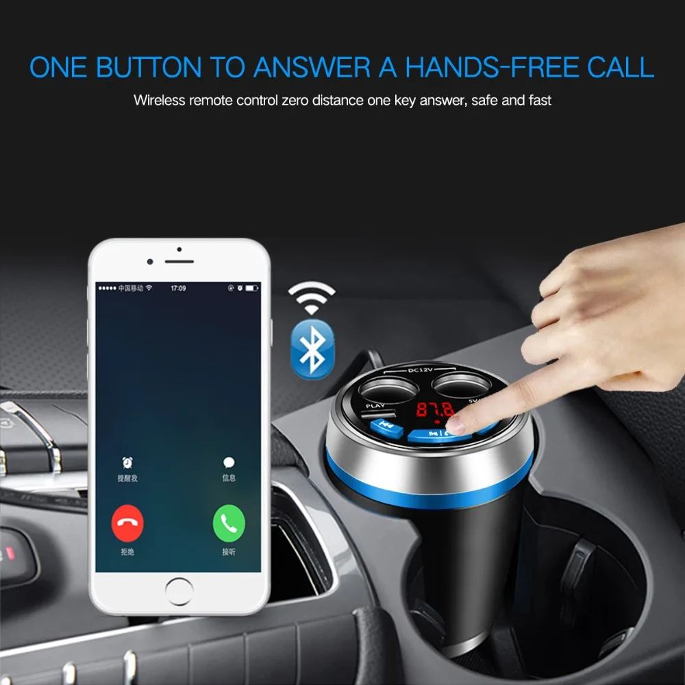 SMALL-EYE Multifunction Car Bluetooth Auto FM Trasmettitore double USB Charger Cup Cigarette Lighter Splitter Power | Автомобили и