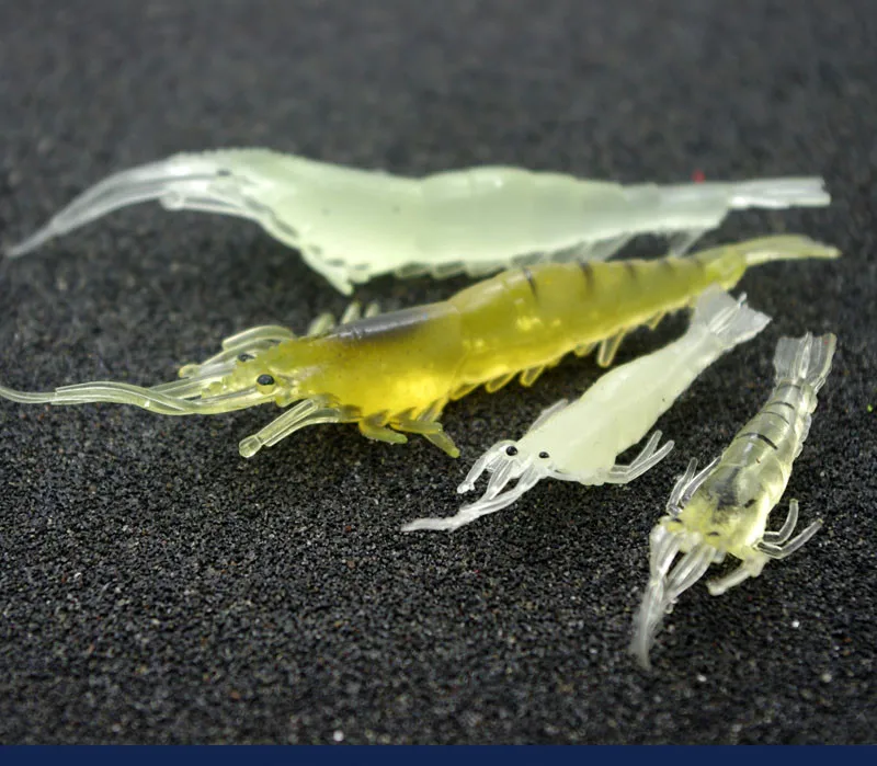 

Day Night Fishing Lure Glow Shrimp Soft Bait Super Live Fish Artificial Lures Lot 20 Pieces