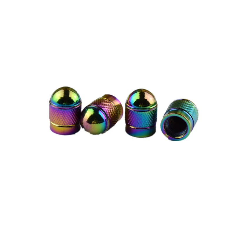 4pcs/set Car Valve Caps Bullet Style Tire Caps Polished Aluminum Black Chrome Tire Valve Stem Cap Anodized Rainbow Caps On Tire