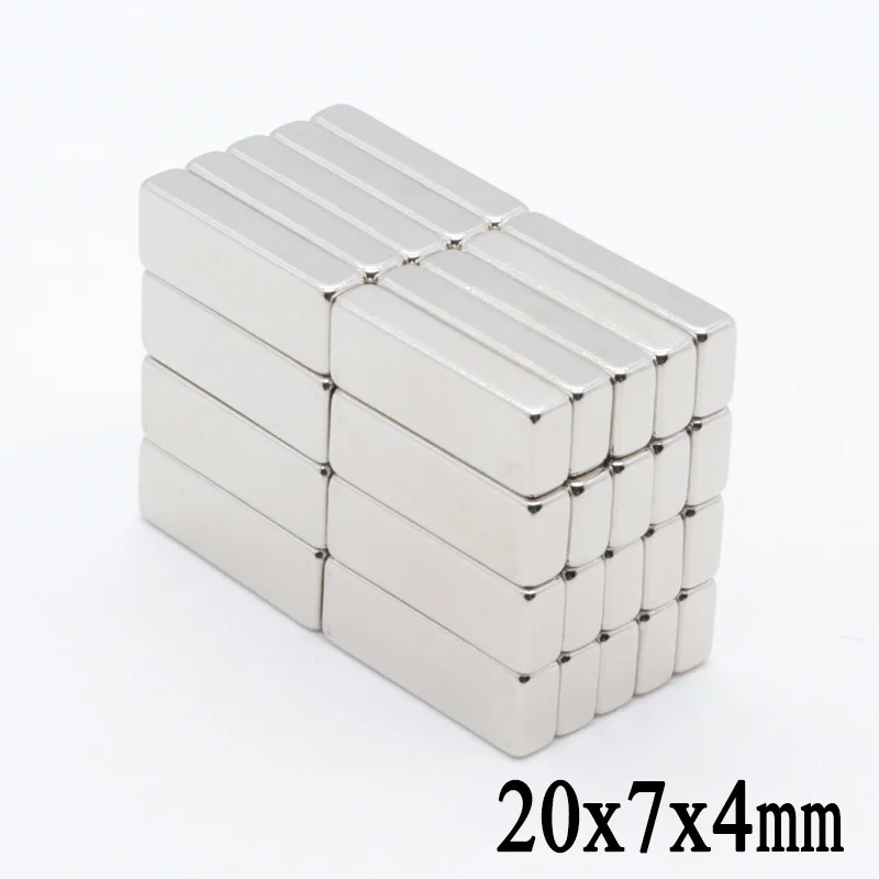 Сильный неодимовый редкоземельный магнит 20x7x4 мм 50 шт. никель художественное