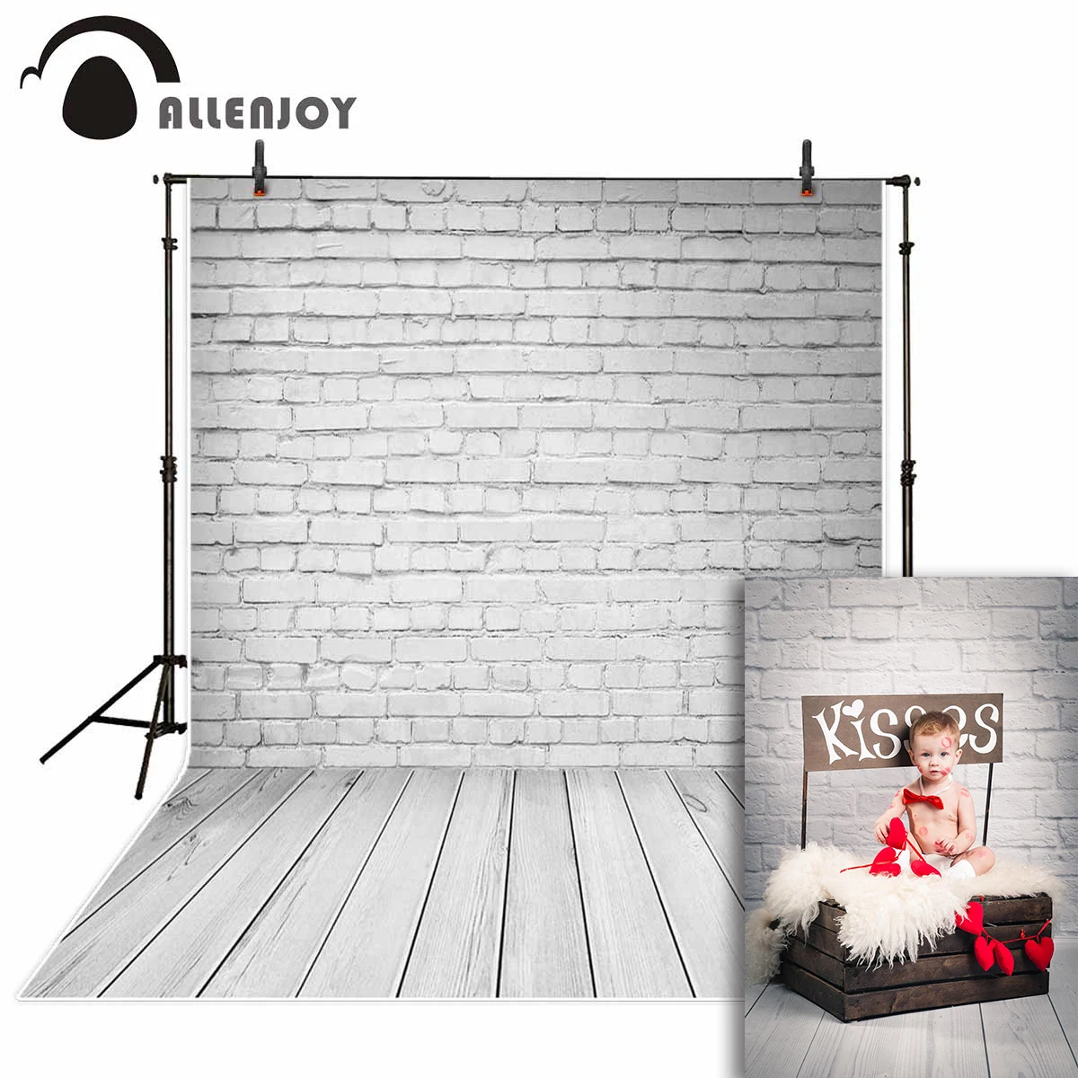 Фон для фотосъемки Allenjoy пасхальная белая кирпичная стена доска пол фон