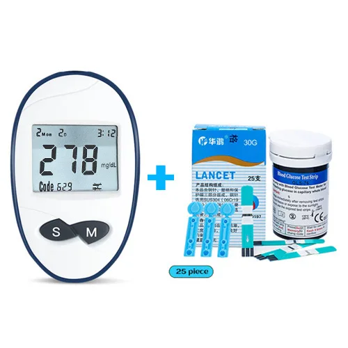 25 Test strips Глюкометр Yongrow, глюкометр, тестер для контроля уровня глюкозы в крови у людей с диабетом - Цвет: 25 Test strips