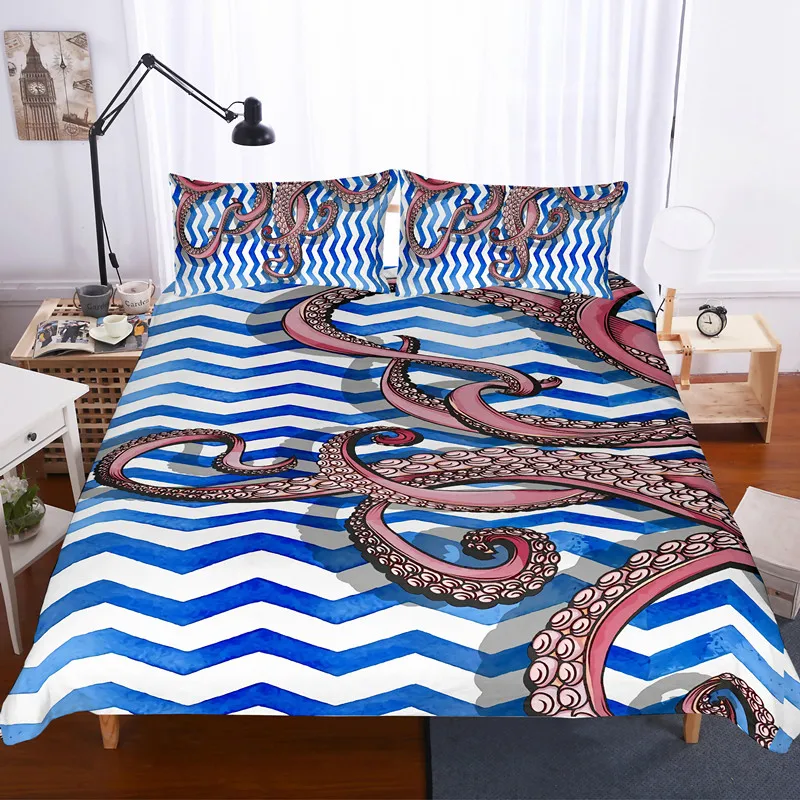 

3D bedding set octopus duvet set lifelike bedding and pillowcase bed set home textiles
