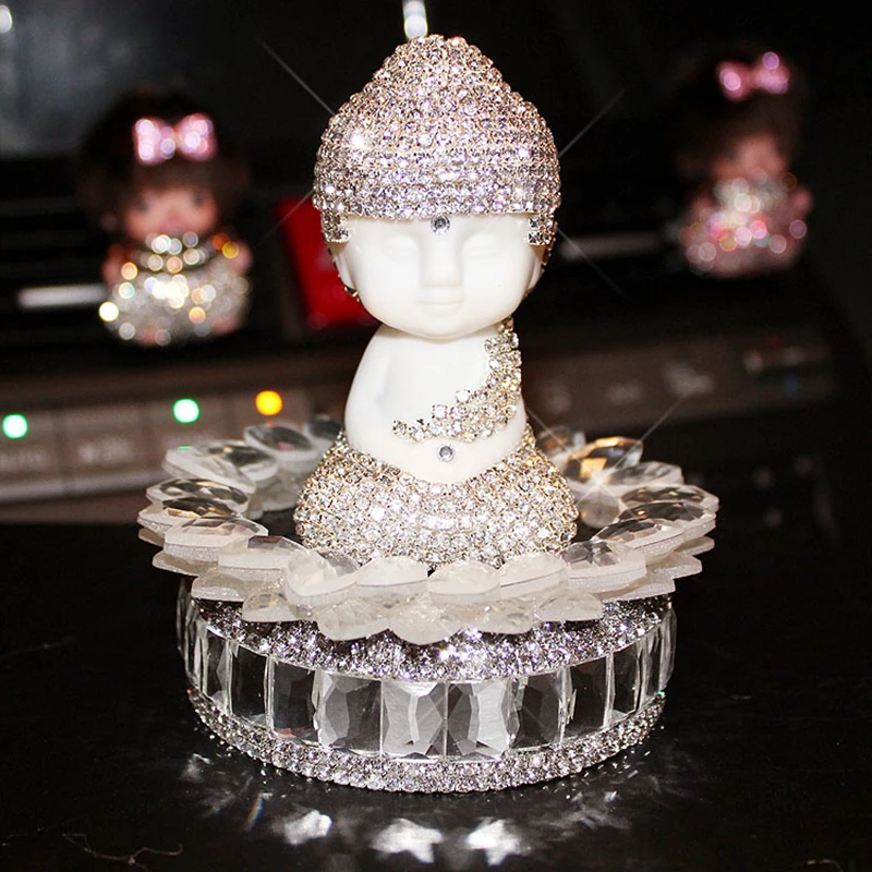 Автомобильный держатель для духов Holy Maitreya Buddha сверкающий Лотос стразы