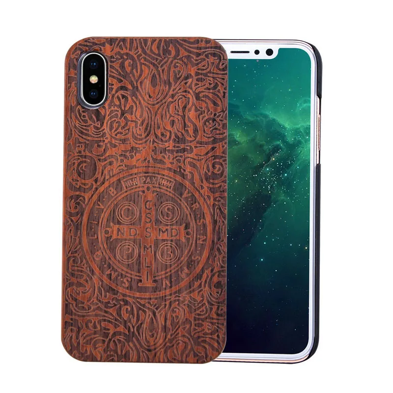 Натуральный деревянный ящик для iPhone X, 8, 7, 6, 6s Plus, 5S, 5, SE, чехол, новинка, тисненый цветок, Череп, волк, узор, деревянный чехол для телефона s